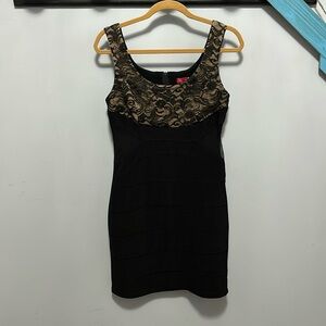 Ruby Rox XL Body Con short dress lace with mesh inserts nude look bust stretchy